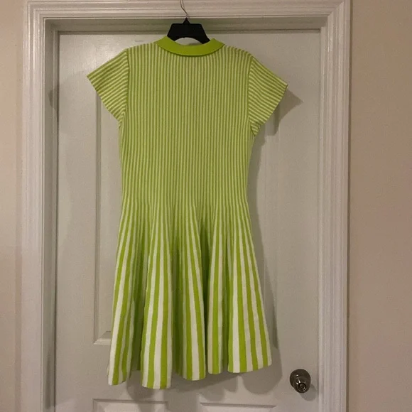 🆕 Mare Mare Anthro S/S Fit & Flare Polo Sweater Mini Dress in Chartreuse - Picture 4 of 4